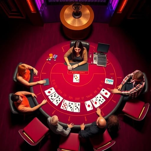 Studio BandarQ petapeta menampilkan dealer langsung dengan kartu dan chip taruhan